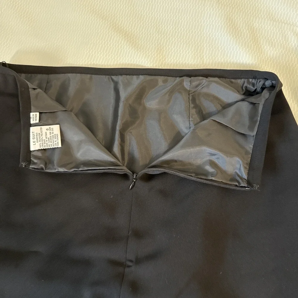Le Suit Skirt Womens 14 Black Midi Lined Straight Pencil Office Career Casual